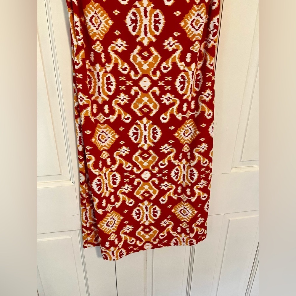 J.McLaughlin‎ Mia Catalina Cloth Ikat Scroll Dress Coral Orange M - Picture 4 of 8